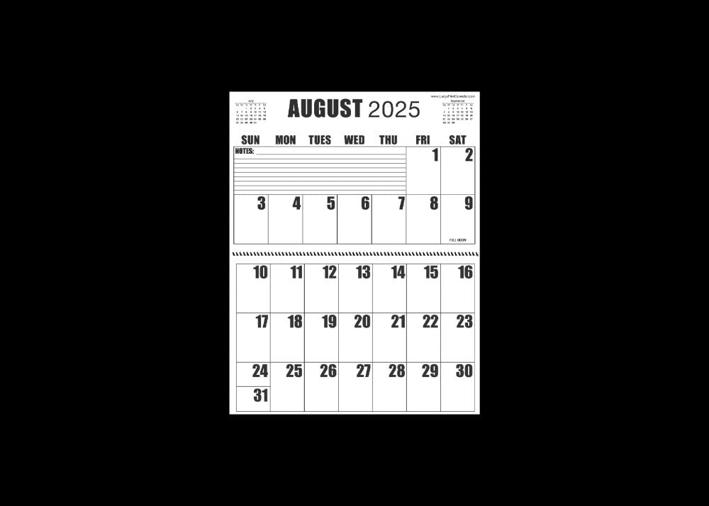 Large Print 2025 Letter Size Wall Calendar |Heavy Weight Paper | 17" x 11" hanging - 11" x 8.5" closed | 13-months, January 2025 to January 2026
