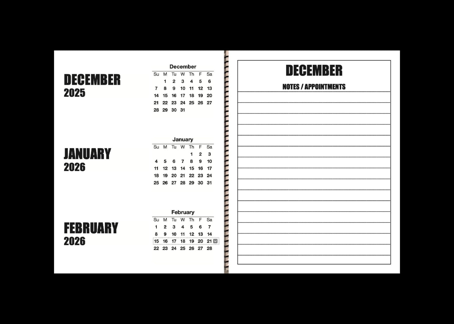 Jumbo Large Print 2025 Desktop Calendar | Heavy Weight Paper | 17" x 11" opened - 11" x 8.5" closed | 19-months, June 2025 to December 2026
