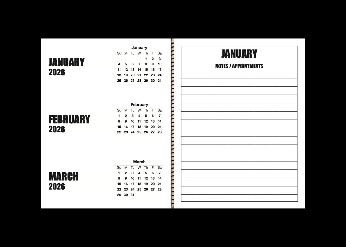 Jumbo Large Print 2025 Desktop Calendar | Heavy Weight Paper | 17" x 11" opened - 11" x 8.5" closed | 19-months, June 2025 to December 2026