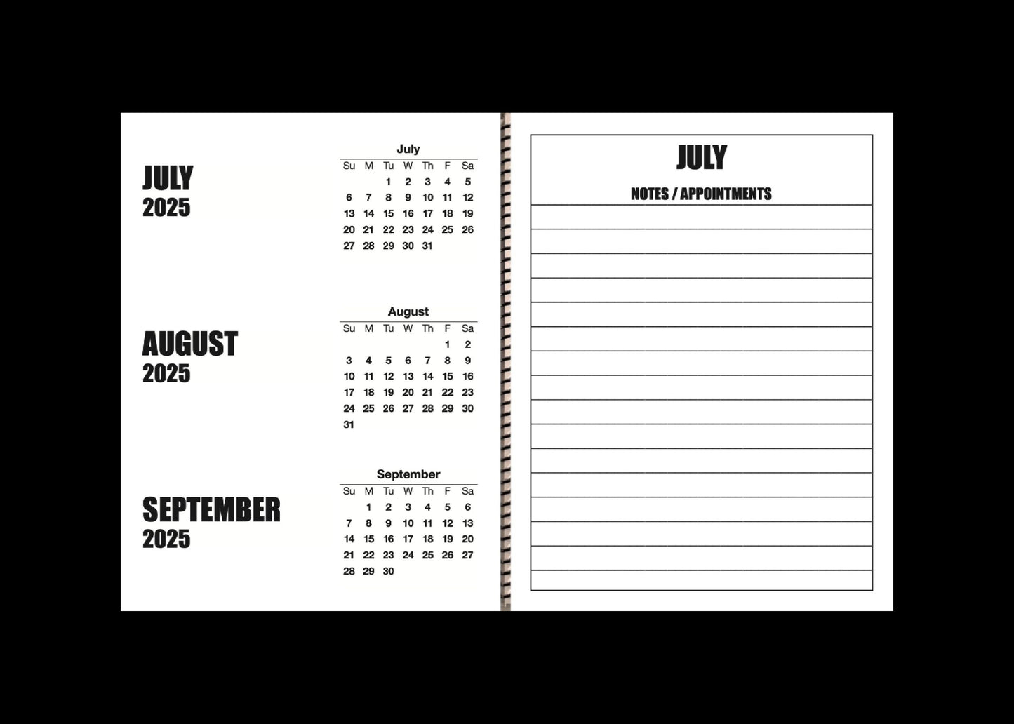 Jumbo Large Print 2025 Desktop Calendar | Heavy Weight Paper | 17" x 11" opened - 11" x 8.5" closed | 19-months, June 2025 to December 2026