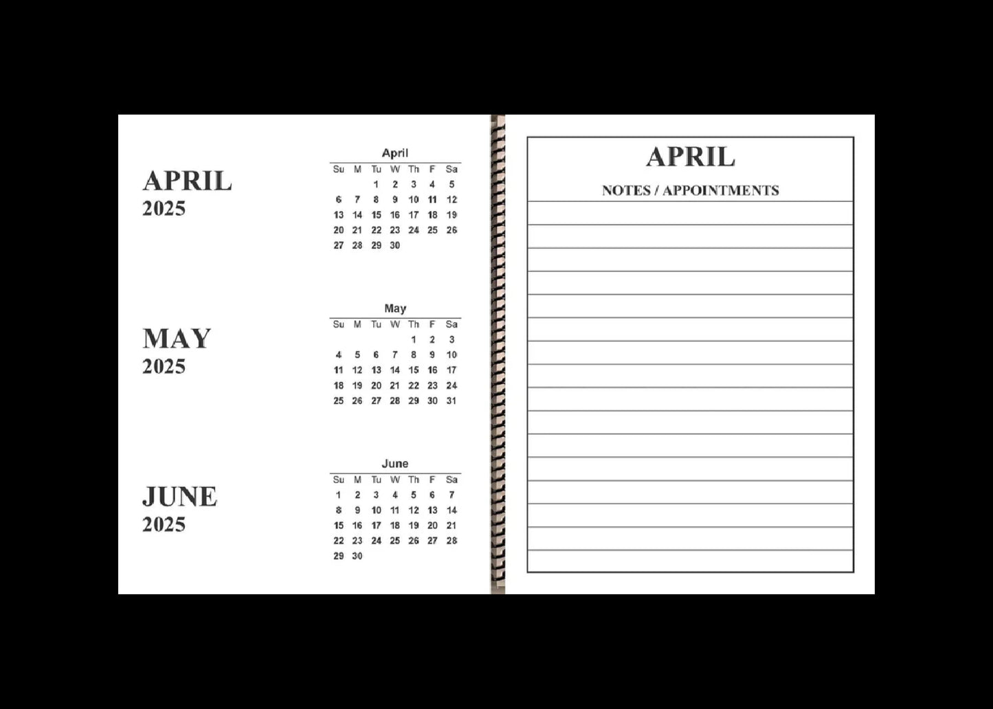 Jumbo Large Print 2025 Desktop Calendar | Heavy Weight Paper, | 17" x 11" opened up | 13-months, January 2025 to January 2026