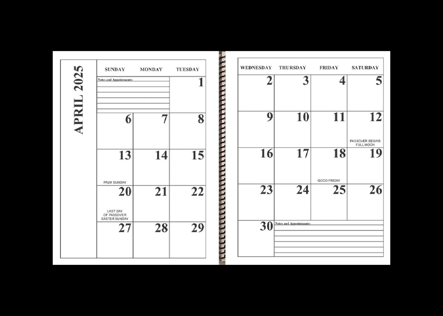 Jumbo Large Print 2025 Desktop Calendar | Heavy Weight Paper, | 17" x 11" opened up | 13-months, January 2025 to January 2026