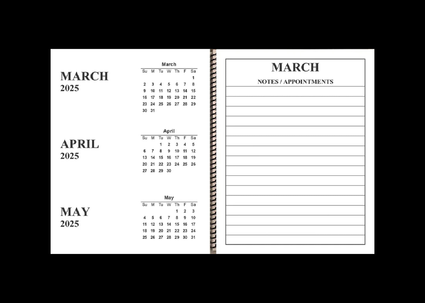 Jumbo Large Print 2025 Desktop Calendar | Heavy Weight Paper, | 17" x 11" opened up | 13-months, January 2025 to January 2026