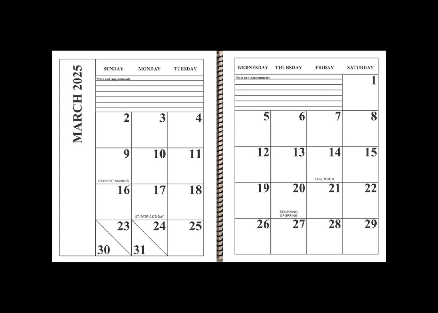 Jumbo Large Print 2025 Desktop Calendar | Heavy Weight Paper, | 17" x 11" opened up | 13-months, January 2025 to January 2026