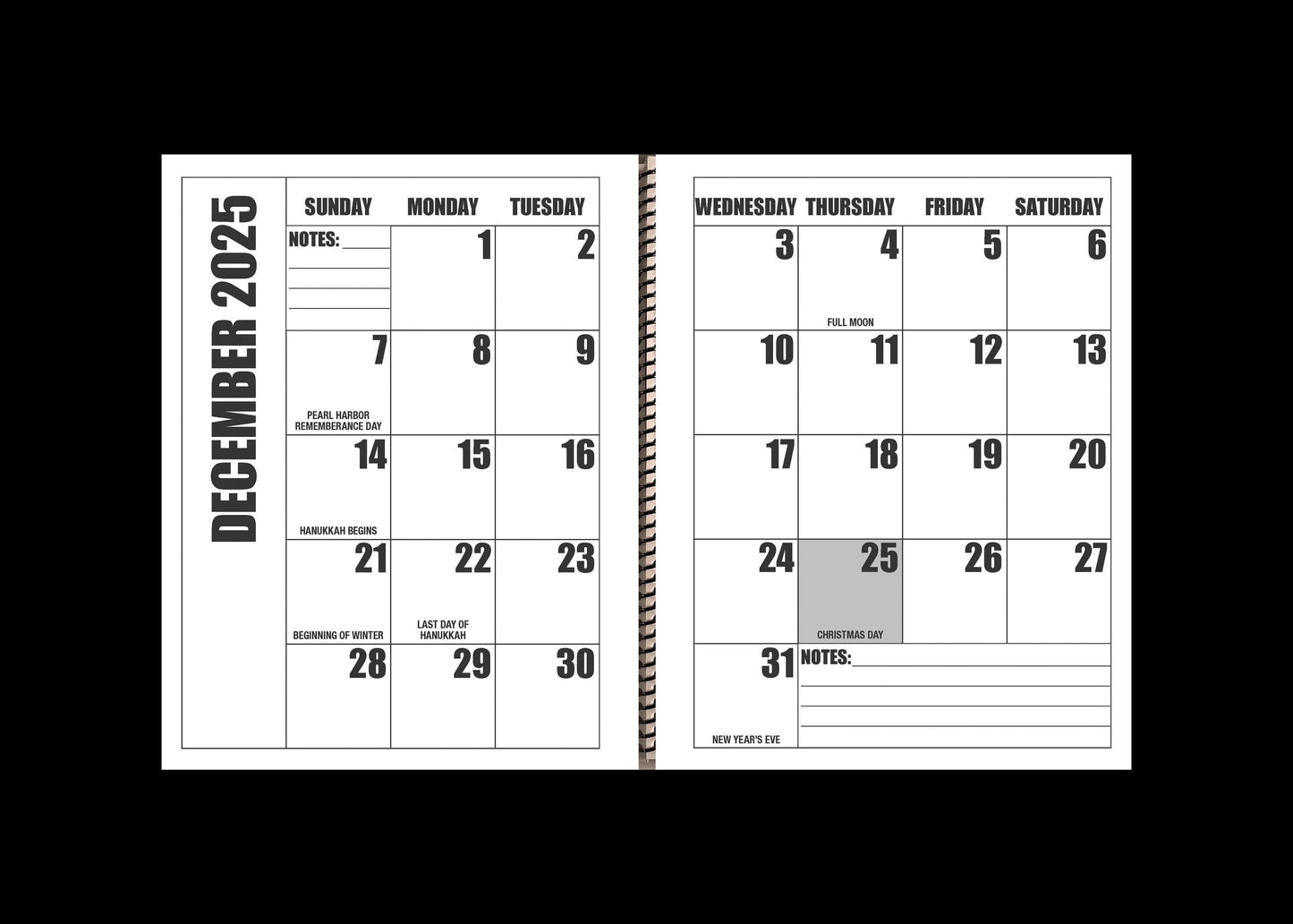 Jumbo Large Print 2025 Desktop Calendar | Heavy Weight Paper | 17" x 11" opened - 11" x 8.5" closed | 19-months, June 2025 to December 2026