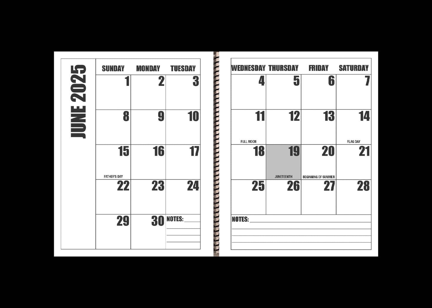 Jumbo Large Print 2025 Desktop Calendar | Heavy Weight Paper | 17" x 11" opened - 11" x 8.5" closed | 19-months, June 2025 to December 2026