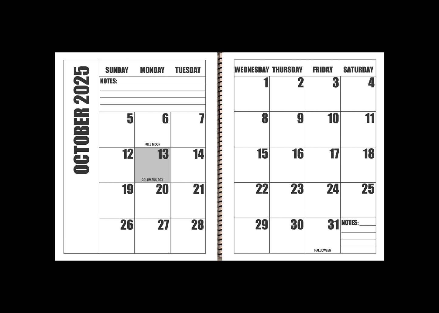 Jumbo Large Print 2025 Desktop Calendar | Heavy Weight Paper | 17" x 11" opened - 11" x 8.5" closed | 19-months, June 2025 to December 2026