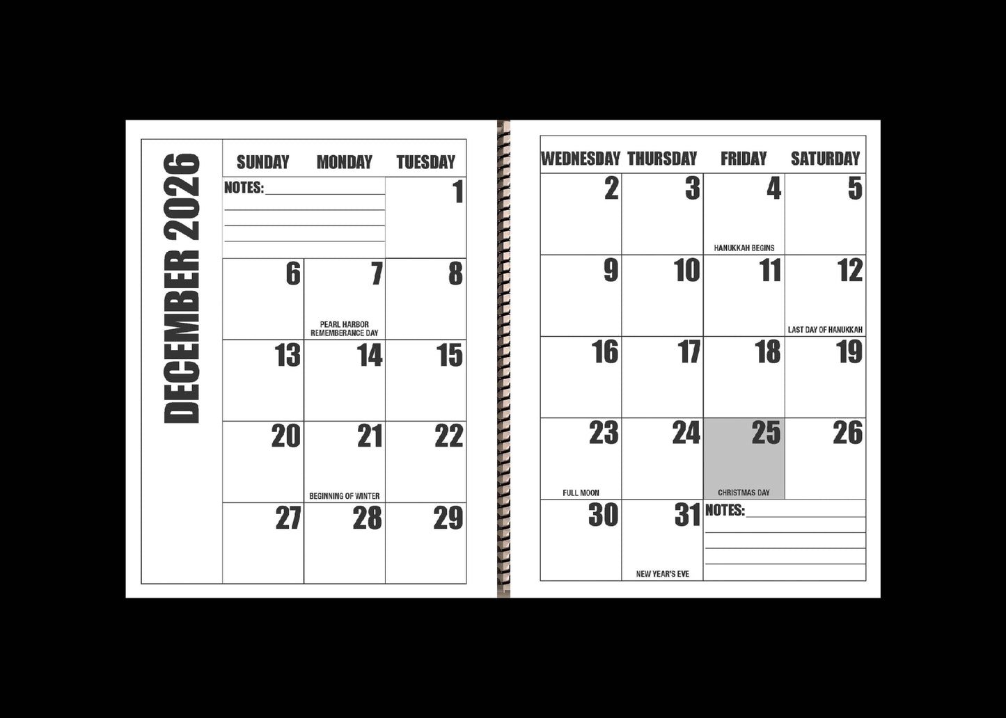 Jumbo Large Print 2025 Desktop Calendar | Heavy Weight Paper | 17" x 11" opened - 11" x 8.5" closed | 19-months, June 2025 to December 2026