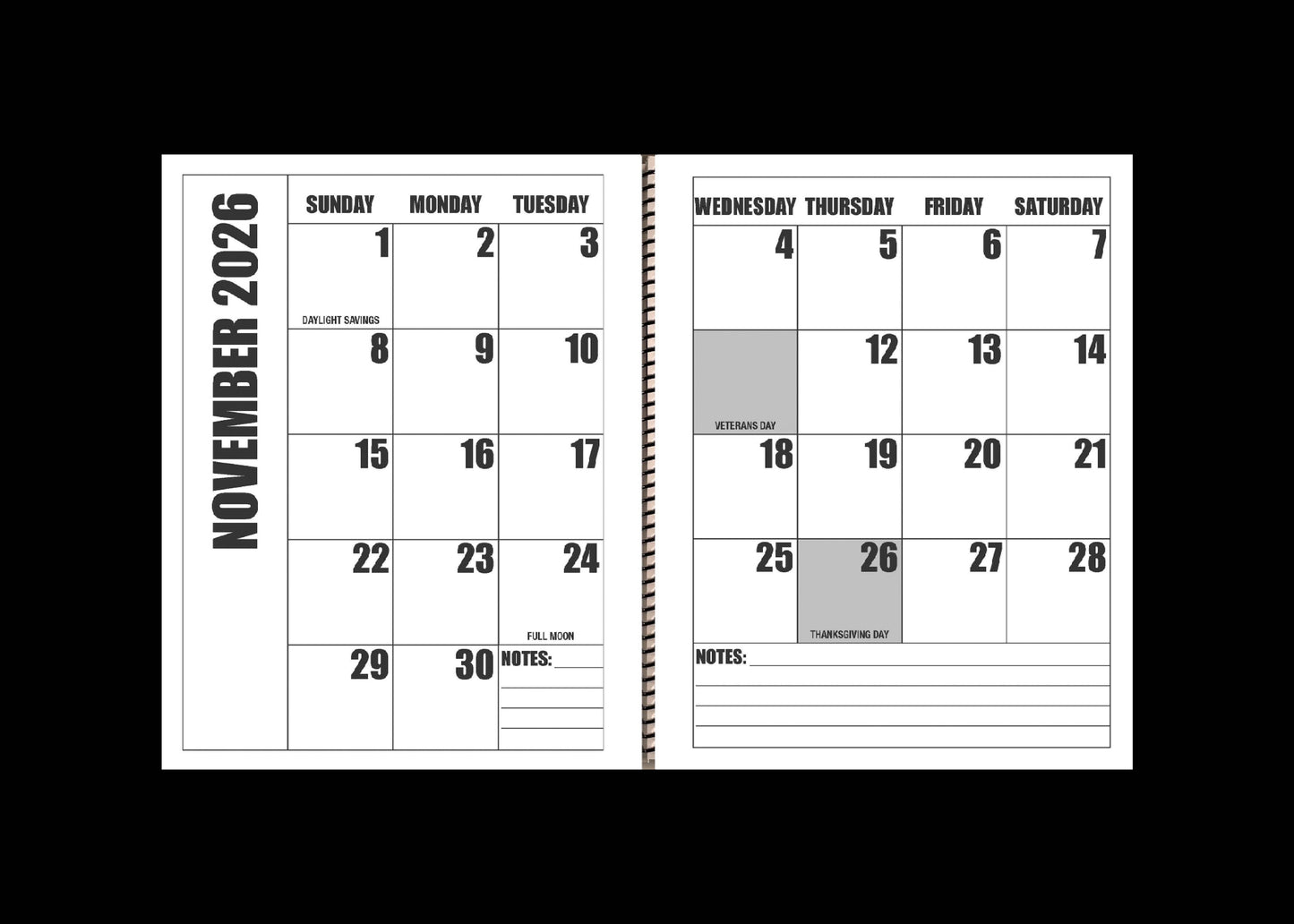 Jumbo Large Print 2025 Desktop Calendar | Heavy Weight Paper | 17" x 11" opened - 11" x 8.5" closed | 19-months, June 2025 to December 2026