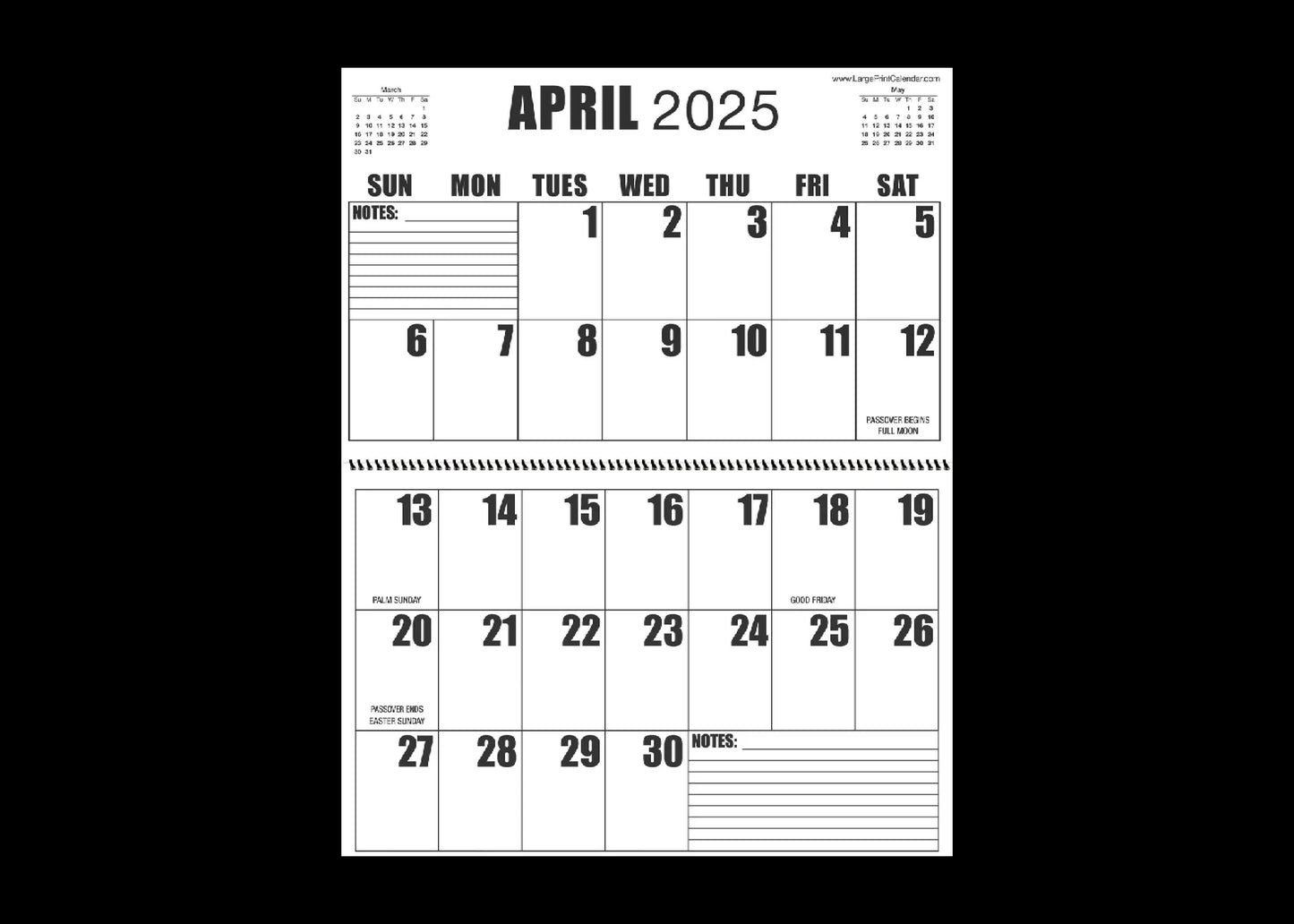 Jumbo Large Print 2025 Wall Calendar | Heavy Weight Paper | 17" x 22" open, or closed it is 17" x 11" | 13-months, January 2025 to January 2026
