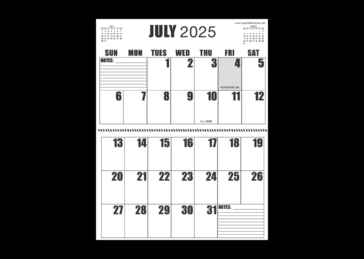 Jumbo Large Print 2025 Wall Calendar | Heavy Weight Paper | 17" x 22" open, or closed it is 17" x 11" | 19-months, June 2025 to December 2026