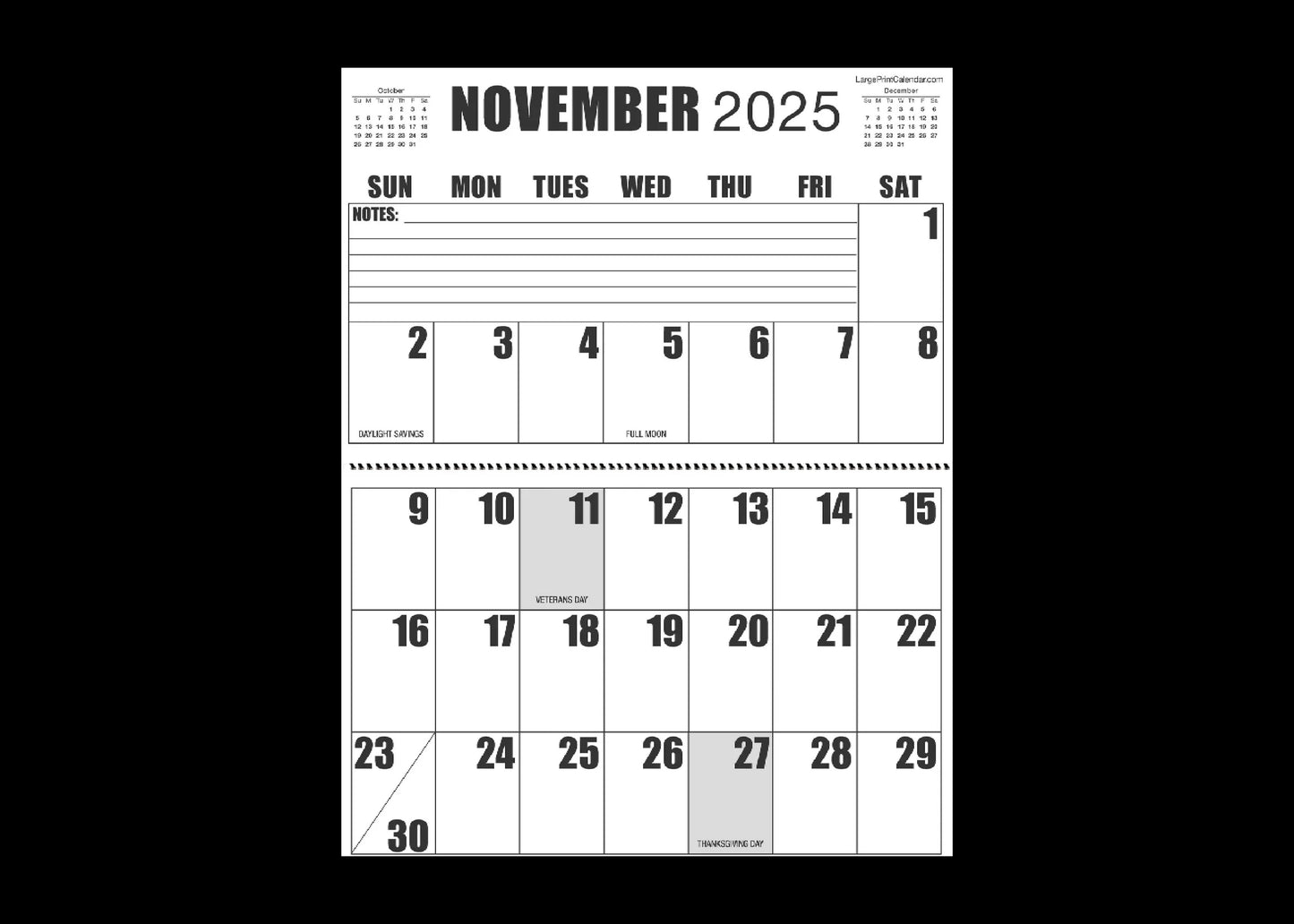 Jumbo Large Print 2025 Wall Calendar | Heavy Weight Paper | 17" x 22" open, or closed it is 17" x 11" | 13-months, January 2025 to January 2026