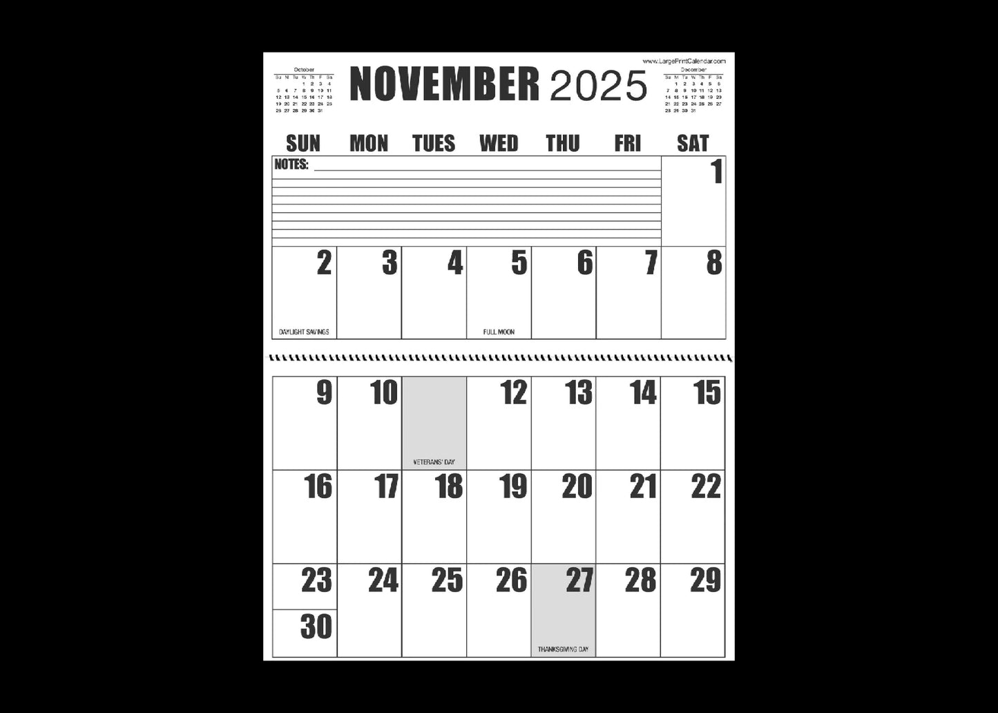 Jumbo Large Print 2025 Wall Calendar | Heavy Weight Paper | 17" x 22" open, or closed it is 17" x 11" | 19-months, June 2025 to December 2026