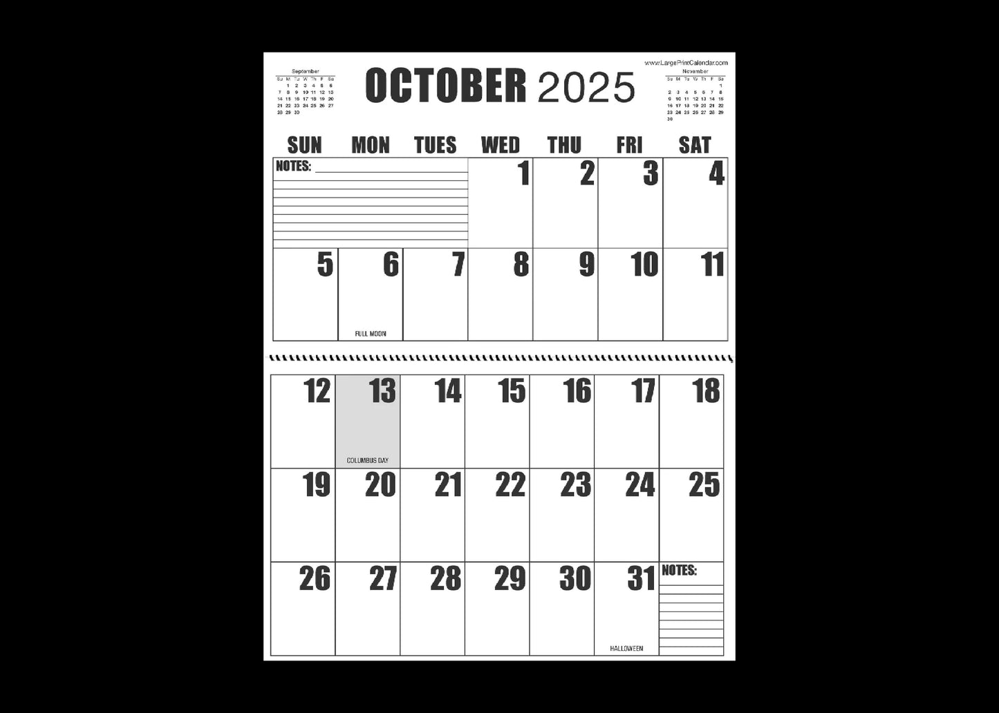 Jumbo Large Print 2025 Wall Calendar | Heavy Weight Paper | 17" x 22" open, or closed it is 17" x 11" | 19-months, June 2025 to December 2026