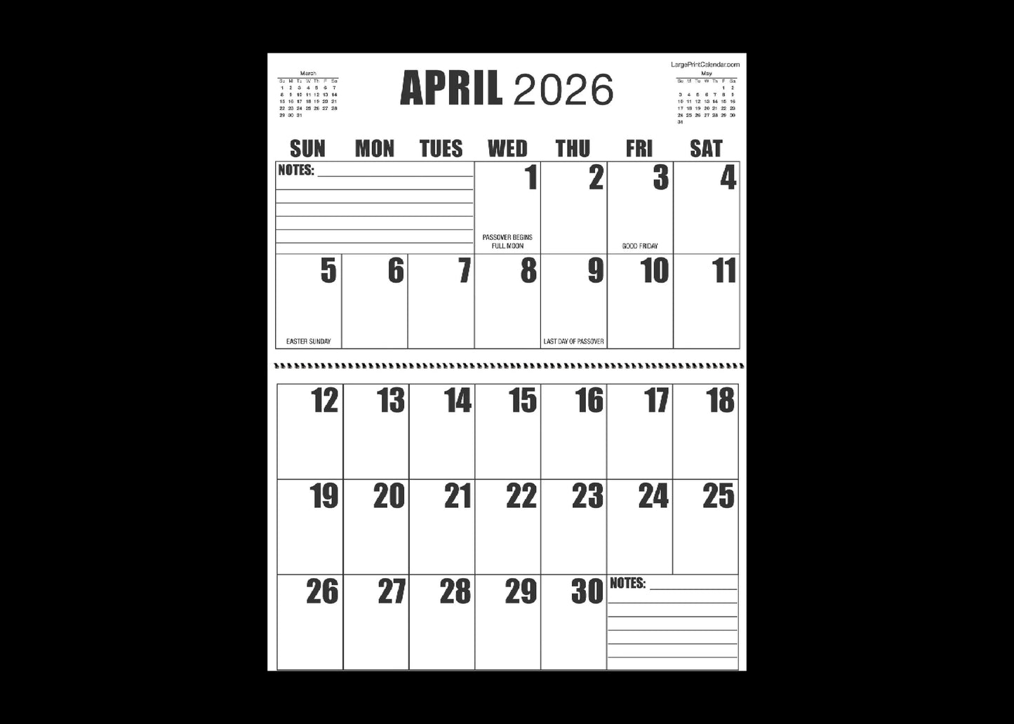 Jumbo Large Print 2025 Wall Calendar | Heavy Weight Paper | 17" x 22" open, or closed it is 17" x 11" | 19-months, June 2025 to December 2026