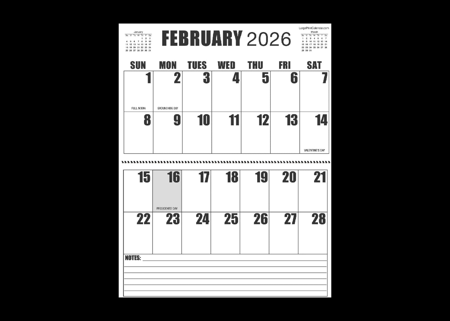 Jumbo Large Print 2025 Wall Calendar | Heavy Weight Paper | 17" x 22" open, or closed it is 17" x 11" | 19-months, June 2025 to December 2026