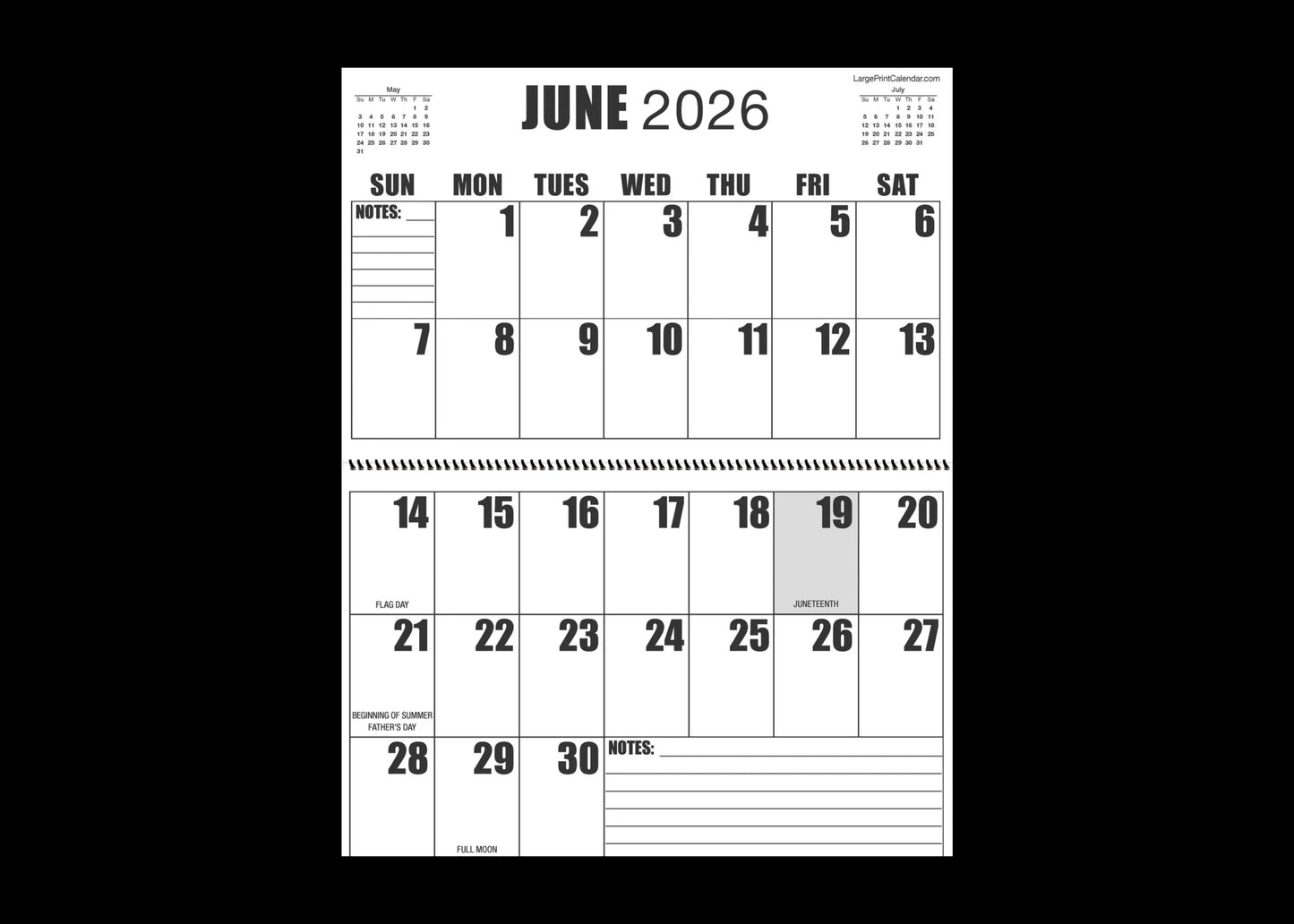 Jumbo Large Print 2025 Wall Calendar | Heavy Weight Paper | 17" x 22" open, or closed it is 17" x 11" | 19-months, June 2025 to December 2026