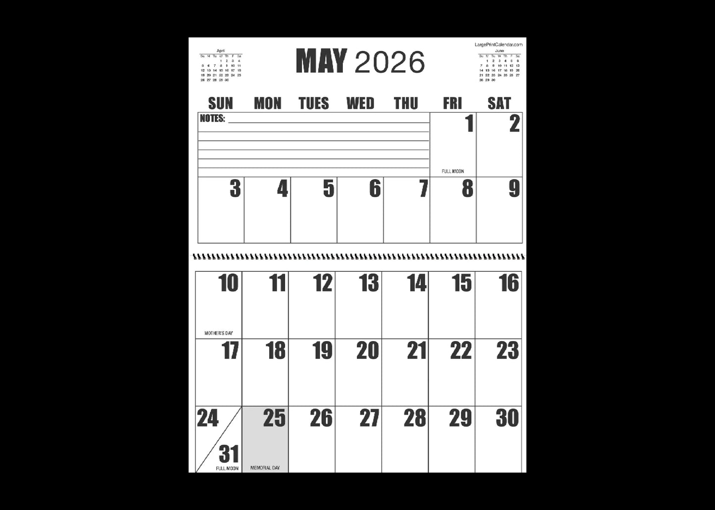 Jumbo Large Print 2025 Wall Calendar | Heavy Weight Paper | 17" x 22" open, or closed it is 17" x 11" | 19-months, June 2025 to December 2026