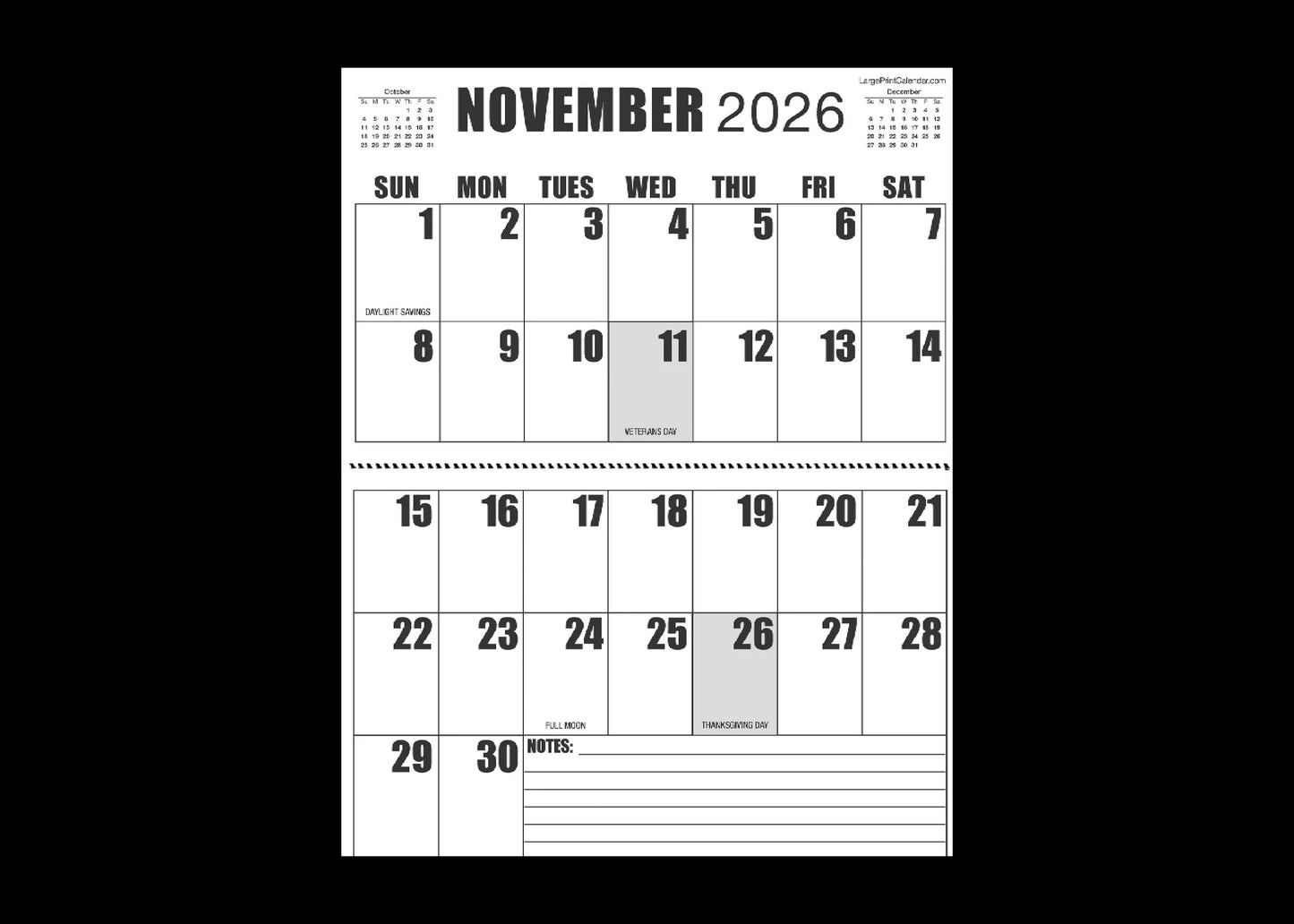 Jumbo Large Print 2025 Wall Calendar | Heavy Weight Paper | 17" x 22" open, or closed it is 17" x 11" | 19-months, June 2025 to December 2026