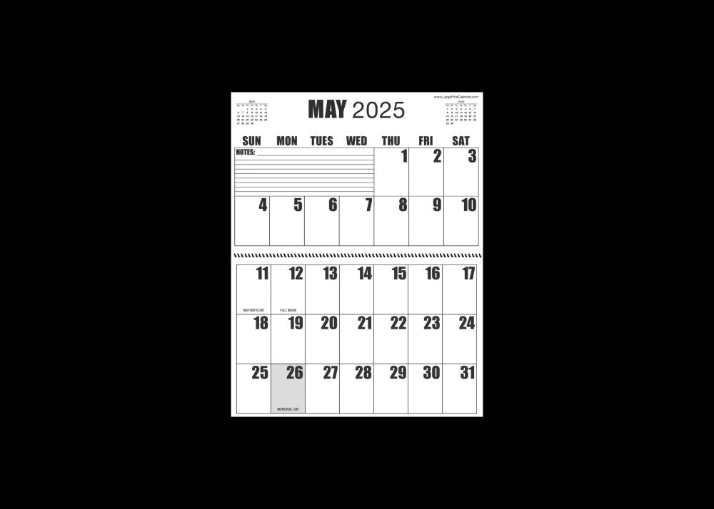 Large Print 2025 Letter Size Wall Calendar |Heavy Weight Paper | 17" x 11" hanging - 11" x 8.5" closed | 13-months, January 2025 to January 2026