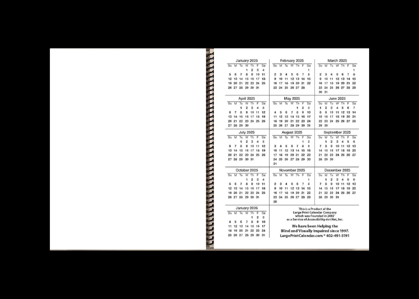 Jumbo Large Print Weekly Planner 2025 | Heavy Weight Paper, | 17" x 11" hanging - 11" x 8.5" closed | 13-months, January 2025 to January 2026