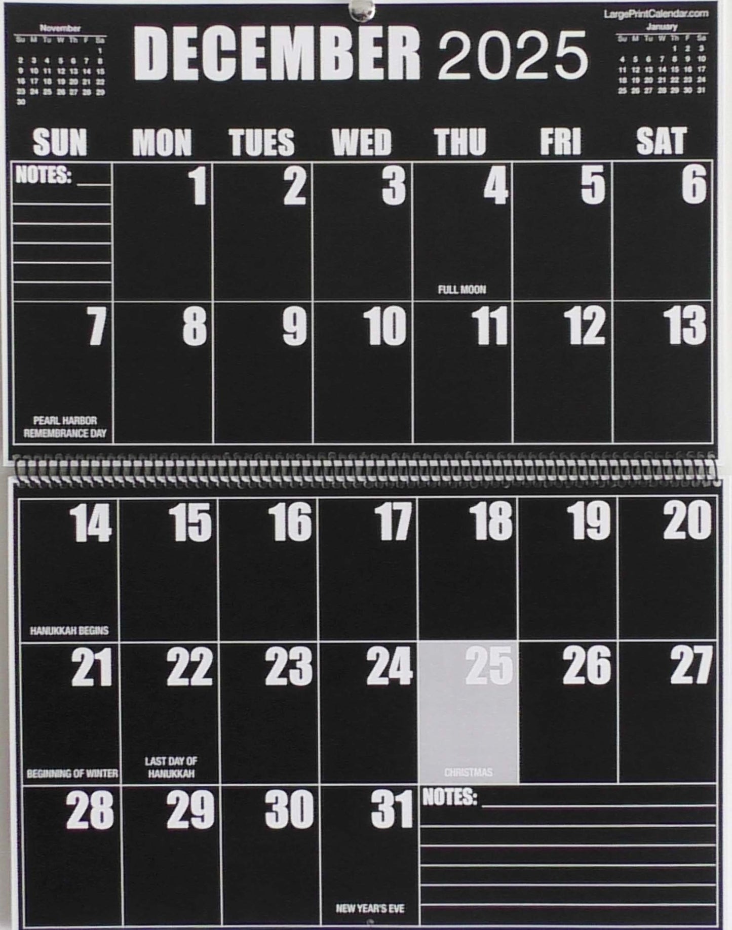 Sight Line Wall Calendar | 19-months, June 2025 to December 2026 | Jumbo Large Print | Heavy Paper | 17" wide X 22" in length when open