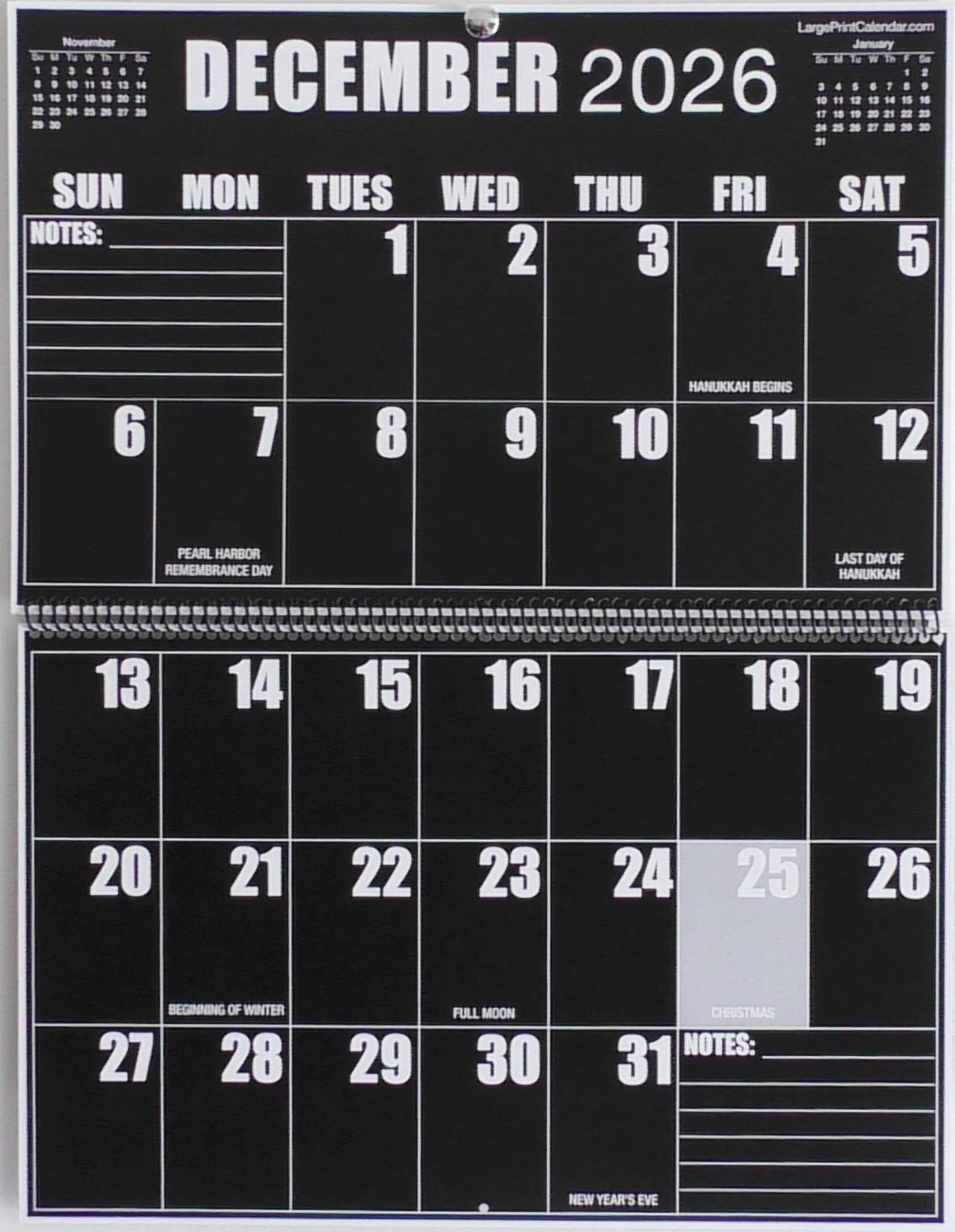Sight Line Wall Calendar | 19-months, June 2025 to December 2026 | Jumbo Large Print | Heavy Paper | 17" wide X 22" in length when open