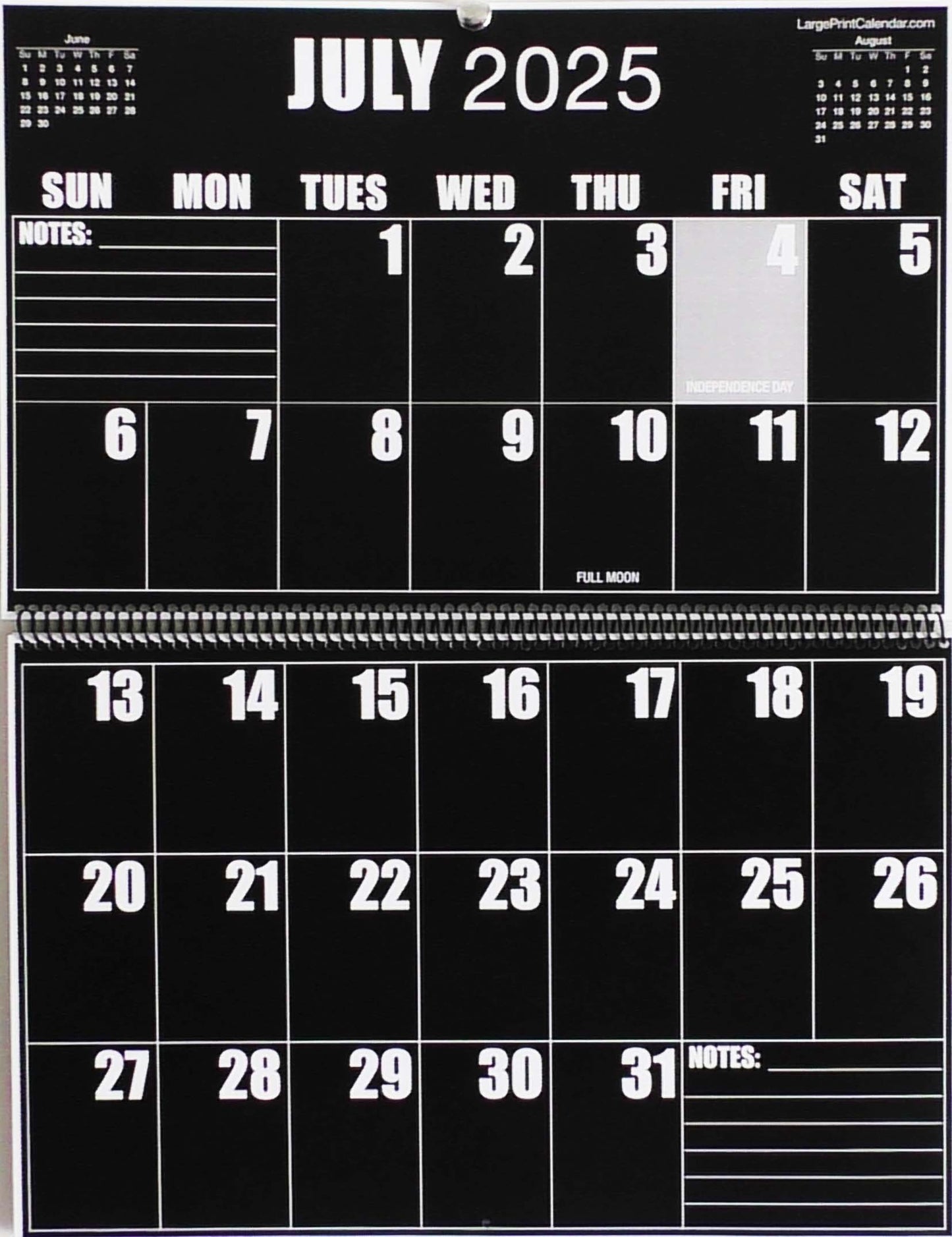 Sight Line Wall Calendar | 19-months, June 2025 to December 2026 | Jumbo Large Print | Heavy Paper | 17" wide X 22" in length when open