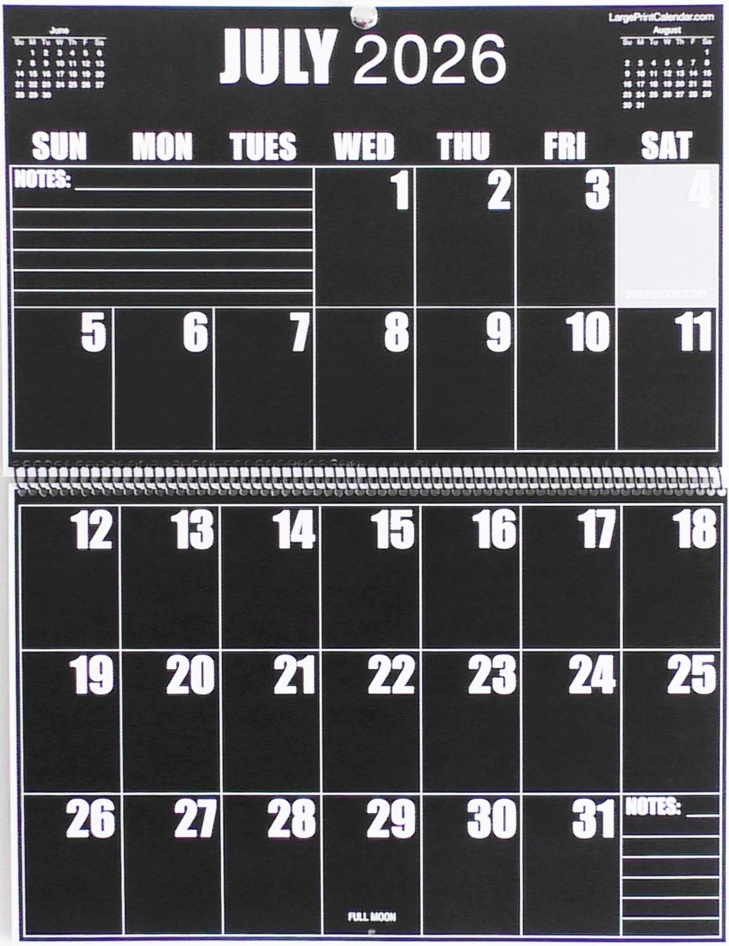 Sight Line Wall Calendar | 19-months, June 2025 to December 2026 | Jumbo Large Print | Heavy Paper | 17" wide X 22" in length when open