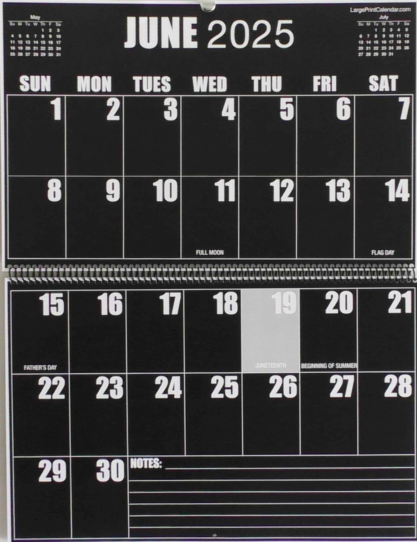 Sight Line Wall Calendar | 19-months, June 2025 to December 2026 | Jumbo Large Print | Heavy Paper | 17" wide X 22" in length when open