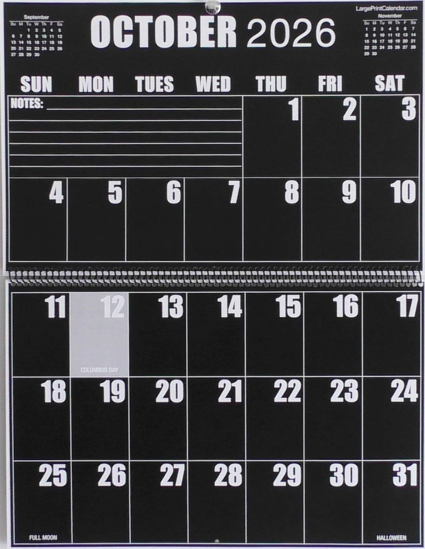 Sight Line Wall Calendar | 19-months, June 2025 to December 2026 | Jumbo Large Print | Heavy Paper | 17" wide X 22" in length when open