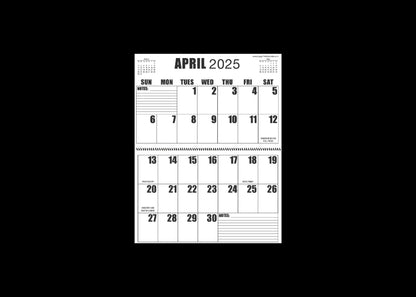 Jumbo Large Print 2025 Wall Calendar | Heavy Weight Paper | 17" x 22" open, or closed it is 17" x 11" | 13-months, January 2025 to January 2026