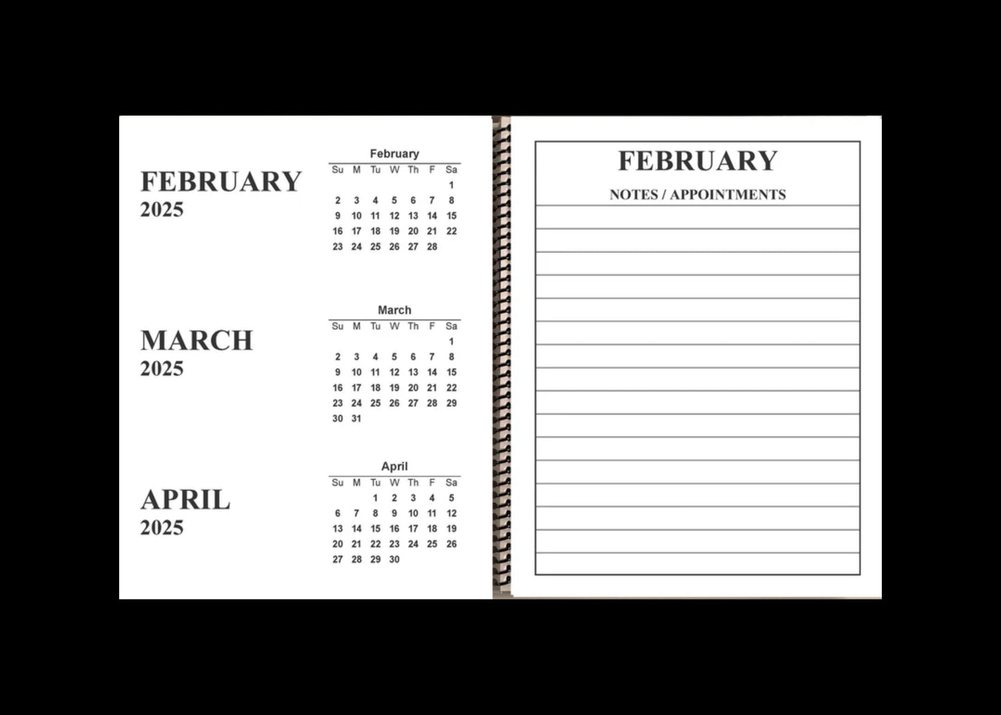 Jumbo Large Print 2025 Desktop Calendar | Heavy Weight Paper, | 17" x 11" opened up | 13-months, January 2025 to January 2026