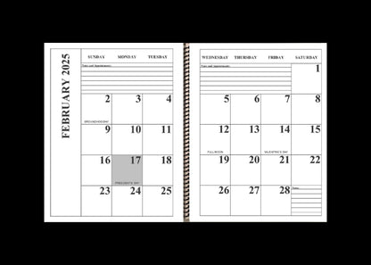 Jumbo Large Print 2025 Desktop Calendar | Heavy Weight Paper, | 17" x 11" opened up | 13-months, January 2025 to January 2026