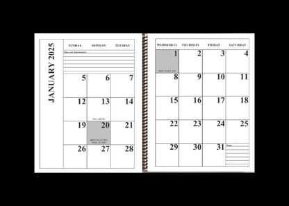 Jumbo Large Print 2025 Desktop Calendar | Heavy Weight Paper, | 17" x 11" opened up | 13-months, January 2025 to January 2026