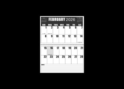 Jumbo Large Print 2025 High Contrast Wall Calendar | Heavy Weight Paper | 17" x 22" open, or closed it is 17" x 11" | 19-months, June 2025 to December 2026