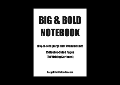 Jumbo Large Print Wide-line Notebook | 15 pages double sided