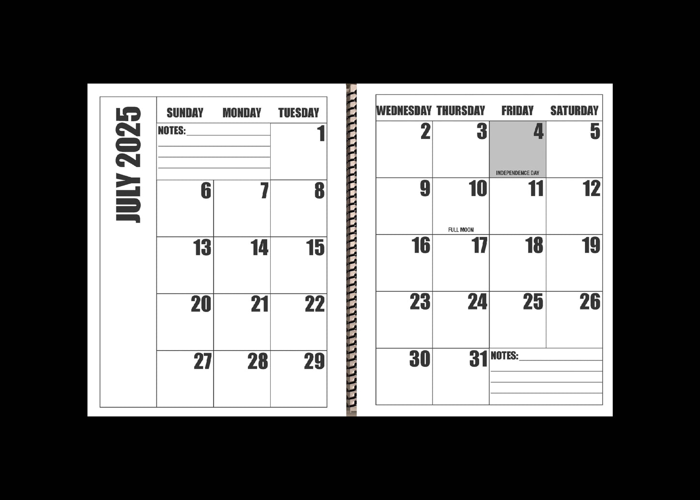 Jumbo Large Print 2025 Desktop Calendar | Heavy Weight Paper | 17" x 11" opened - 11" x 8.5" closed | 19-months, June 2025 to December 2026