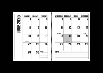 Jumbo Large Print 2025 Desktop Calendar | Heavy Weight Paper | 17" x 11" opened - 11" x 8.5" closed | 19-months, June 2025 to December 2026