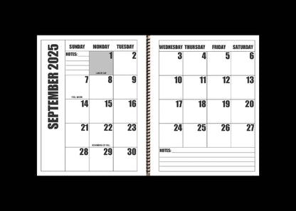 Jumbo Large Print 2025 Desktop Calendar | Heavy Weight Paper | 17" x 11" opened - 11" x 8.5" closed | 19-months, June 2025 to December 2026