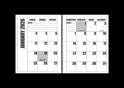 Jumbo Large Print 2025 Desktop Calendar | Heavy Weight Paper | 17" x 11" opened - 11" x 8.5" closed | 19-months, June 2025 to December 2026
