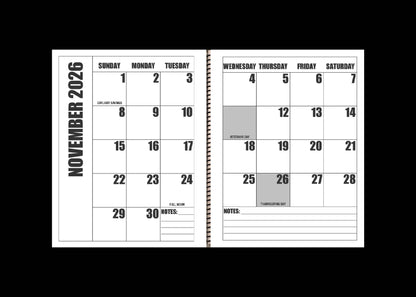 Jumbo Large Print 2025 Desktop Calendar | Heavy Weight Paper | 17" x 11" opened - 11" x 8.5" closed | 19-months, June 2025 to December 2026