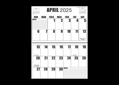 Jumbo Large Print 2025 Wall Calendar | Heavy Weight Paper | 17" x 22" open, or closed it is 17" x 11" | 13-months, January 2025 to January 2026