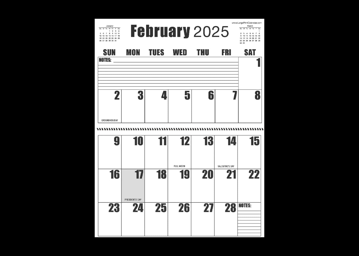 Jumbo Large Print 2025 Wall Calendar | Heavy Weight Paper | 17" x 22" open, or closed it is 17" x 11" | 13-months, January 2025 to January 2026
