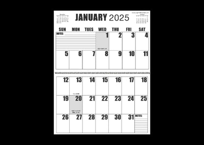 Jumbo Large Print 2025 Wall Calendar | Heavy Weight Paper | 17" x 22" open, or closed it is 17" x 11" | 13-months, January 2025 to January 2026