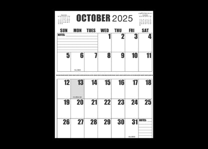 Jumbo Large Print 2025 Wall Calendar | Heavy Weight Paper | 17" x 22" open, or closed it is 17" x 11" | 13-months, January 2025 to January 2026