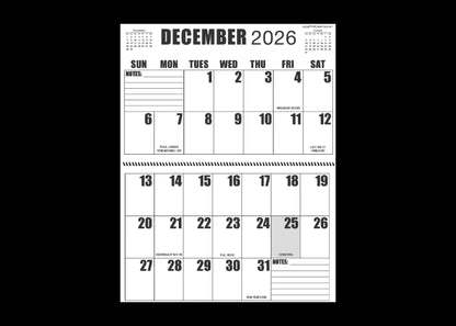 Jumbo Large Print 2025 Wall Calendar | Heavy Weight Paper | 17" x 22" open, or closed it is 17" x 11" | 19-months, June 2025 to December 2026
