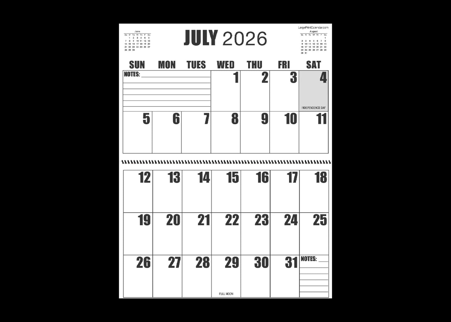 Jumbo Large Print 2025 Wall Calendar | Heavy Weight Paper | 17" x 22" open, or closed it is 17" x 11" | 19-months, June 2025 to December 2026