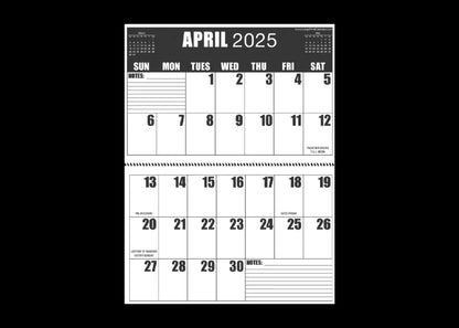 Jumbo Large Print 2025 High Contrast Wall Calendar | Heavy Paper | 13-Months, January 2025 to January 2026 | 17" wide X 22" in length when open.