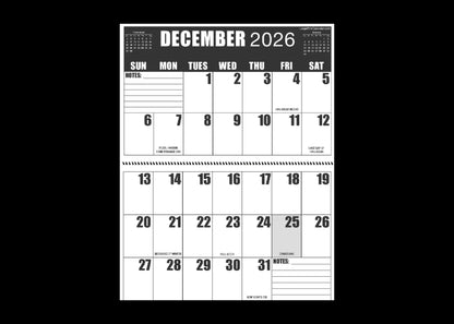 Jumbo Large Print 2025 High Contrast Wall Calendar | 17" x 22" open, or closed it is 17" x 11" | 19-months, June 2025 to December 2026